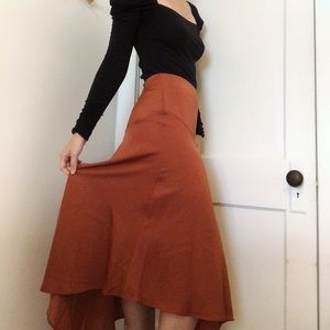 Burnt orange satin skirt